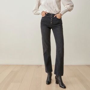 Reformation Cynthia High Waist Button Fly Jeans | Ventura - Washed Black | 29